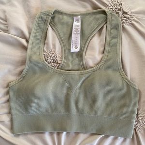 Madewell Womens Sports Bra Ribbed Sage Green